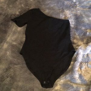 Black one shoulder bodysuit